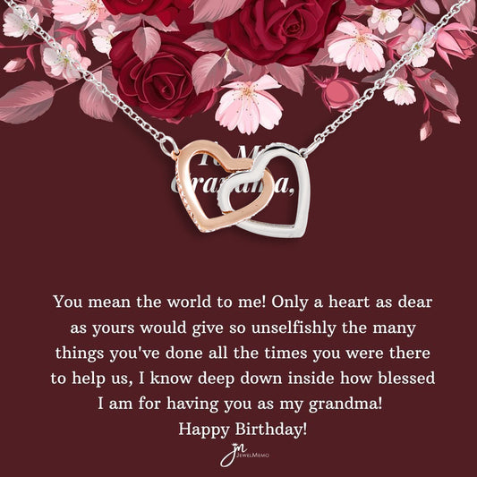 Interlocking Hearts Birthday Necklace - To My Grandma
