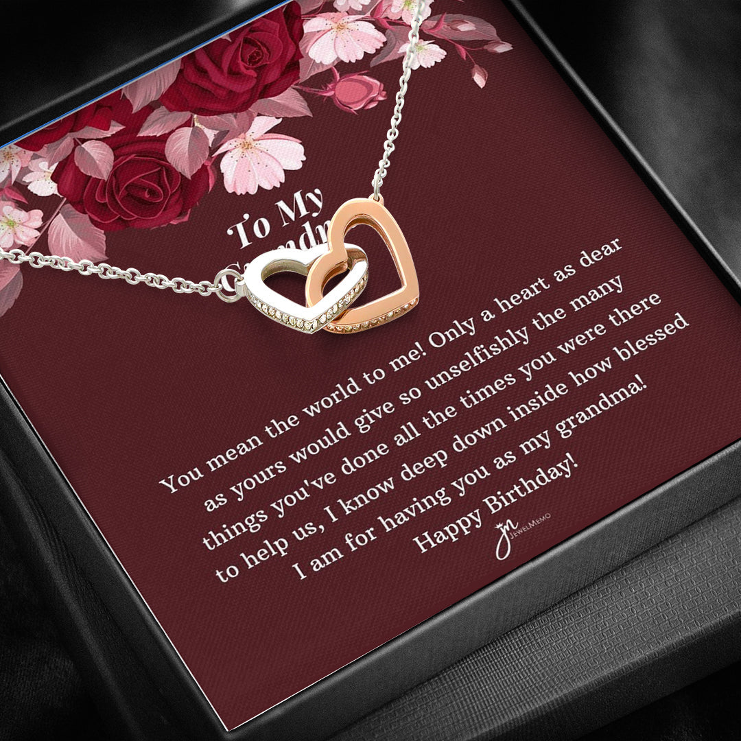 Interlocking Hearts Birthday Necklace - To My Grandma