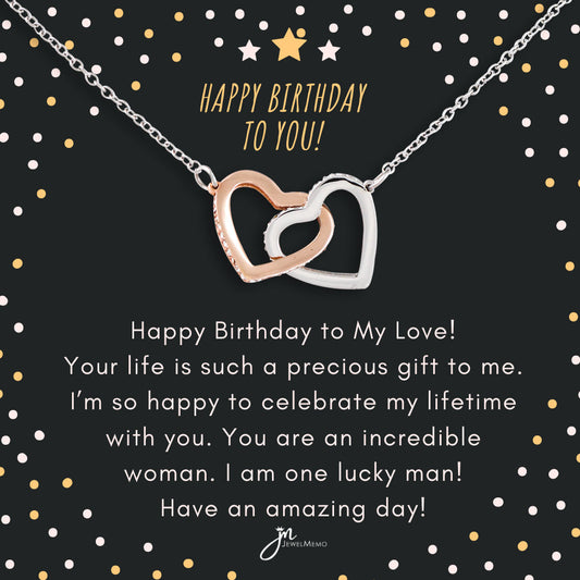 Interlocking Hearts Birthday Necklace - You Are An Incredible Woman