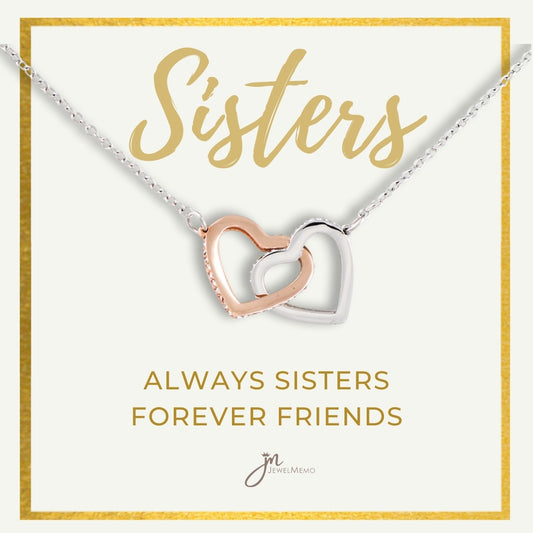 Always Sisters Interlocking Hearts Friendship Necklace