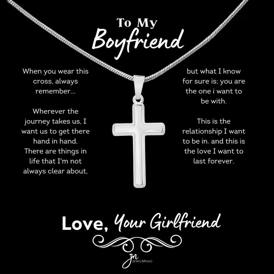 To My Boyfriend Cross Necklace - Black Card
