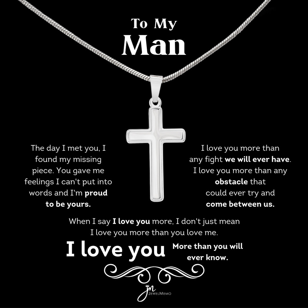 To My Man I Love You Cross Necklace