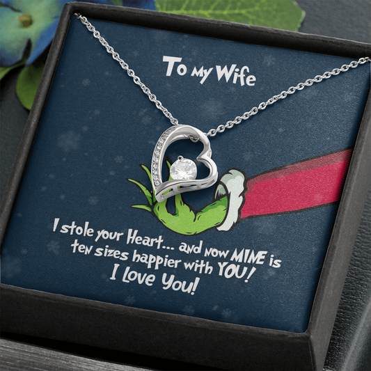 Grinch Necklace - To My Wife Forever Love - Silver