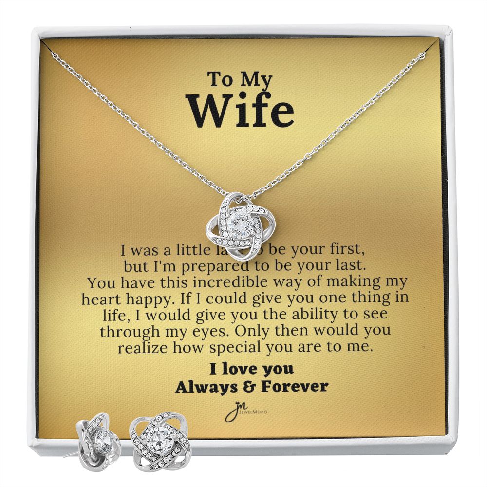 To My Wife Love Knot Necklace and Earring Set