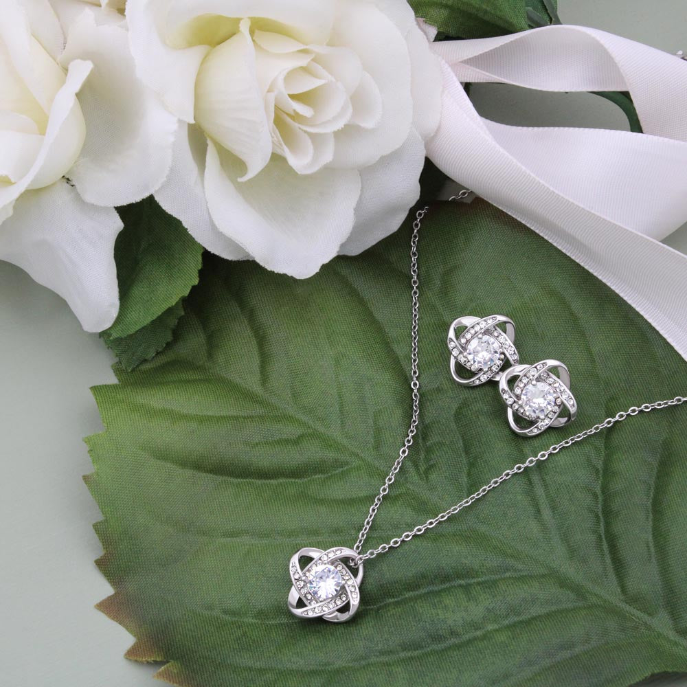 To My Wife Love Knot Necklace and Earring Set