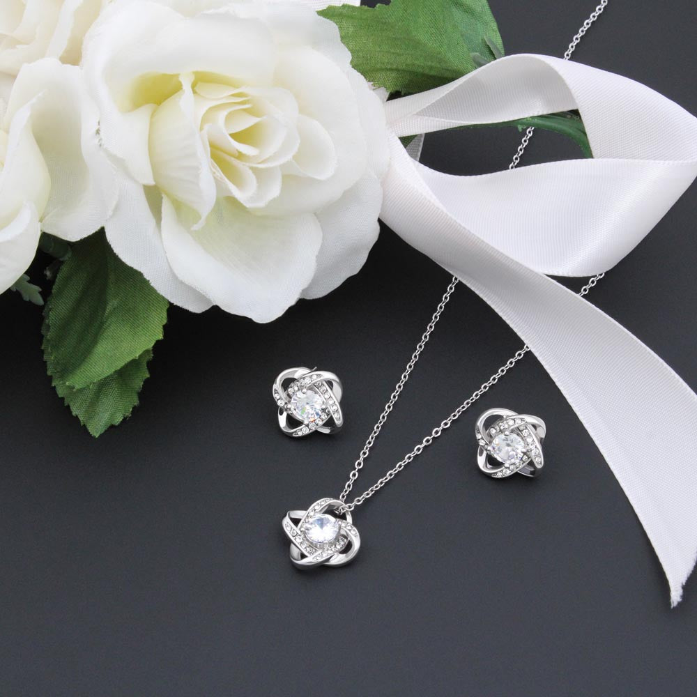 To My Wife Love Knot Necklace and Earring Set