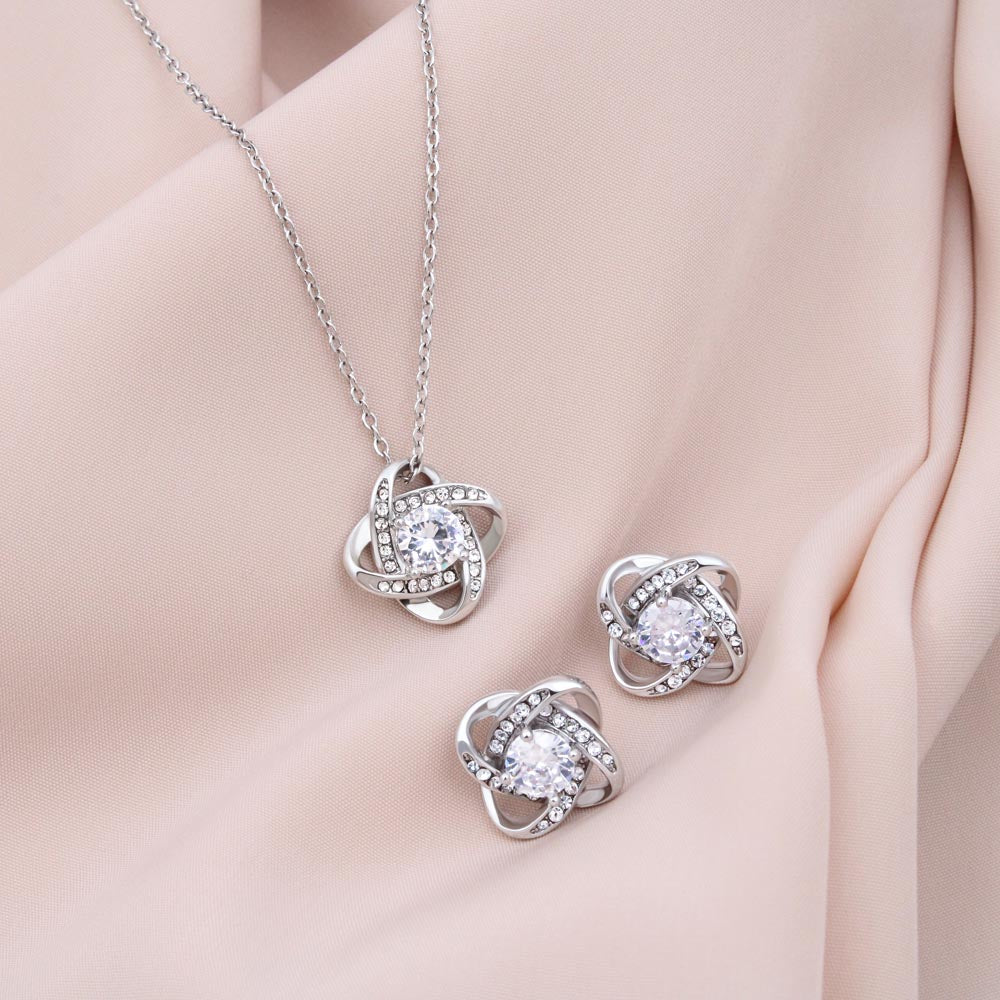 To My Wife Love Knot Necklace and Earring Set