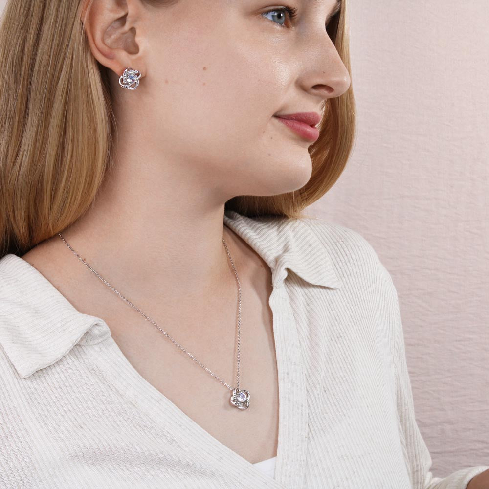 To My Wife Love Knot Necklace and Earring Set