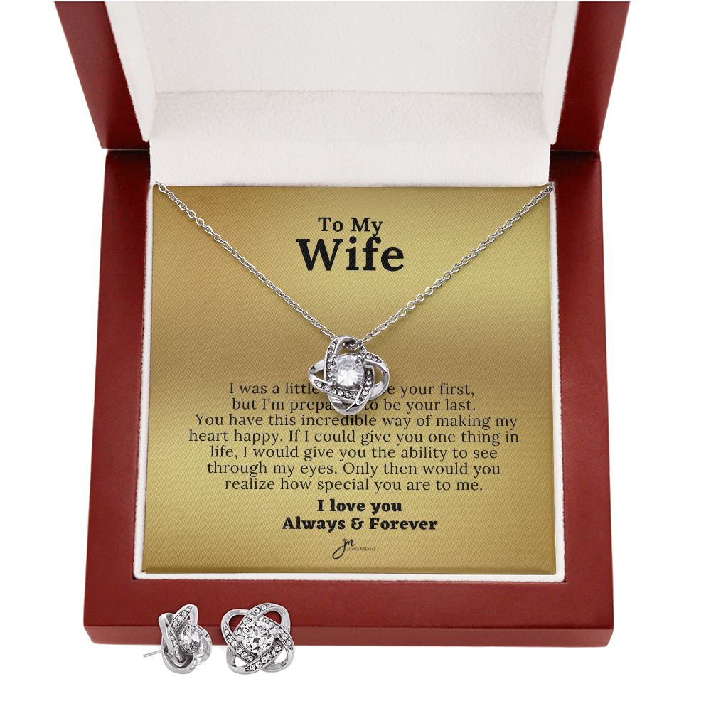 To My Wife Love Knot Necklace and Earring Set