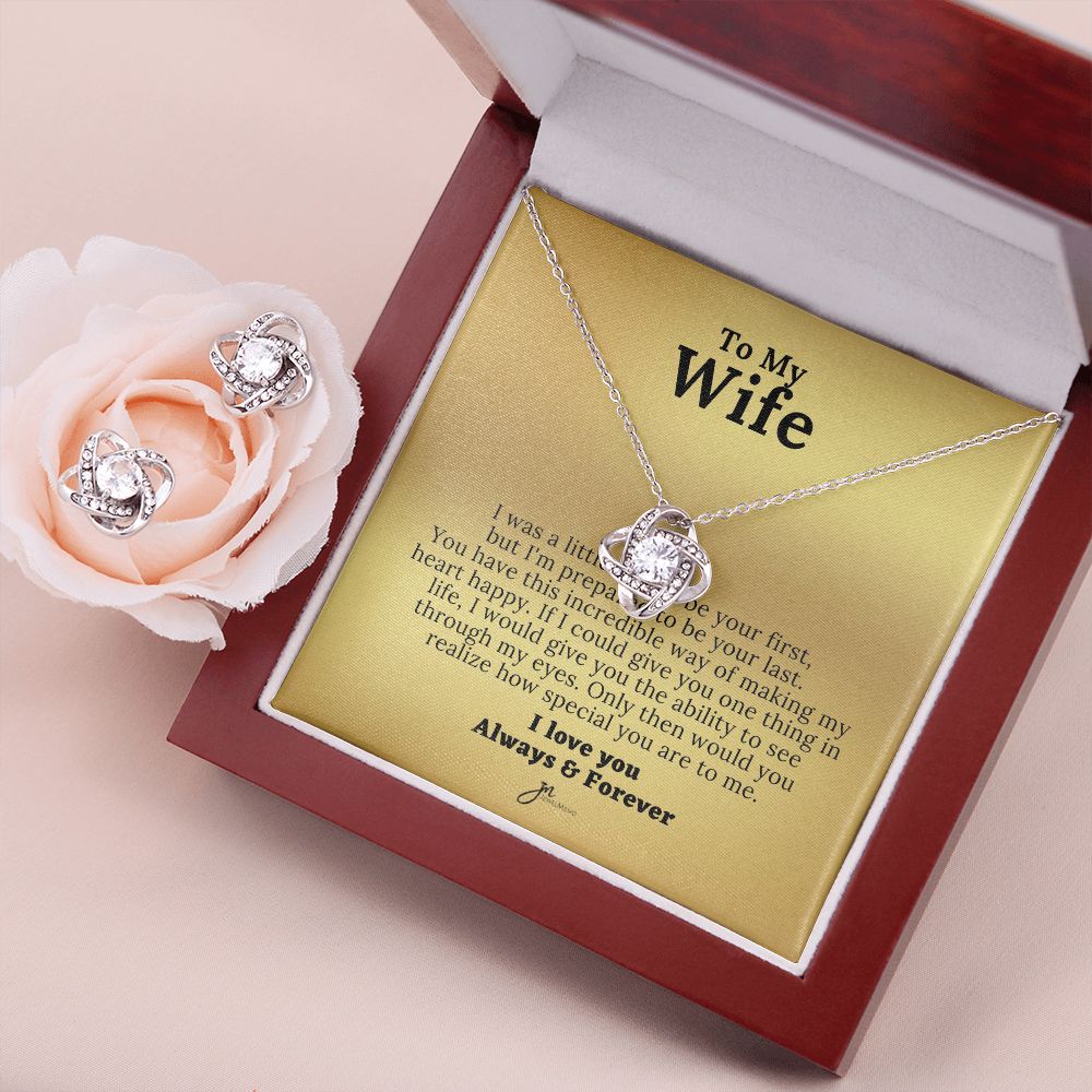 To My Wife Love Knot Necklace and Earring Set
