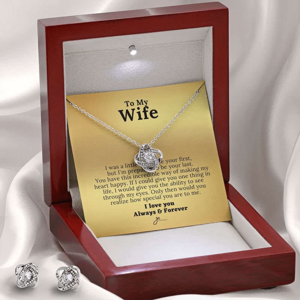 To My Wife Love Knot Necklace and Earring Set