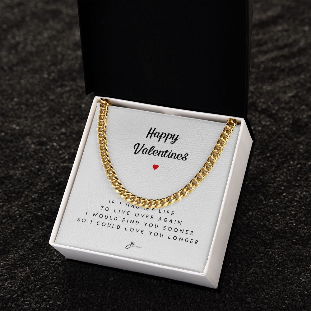 Happy Valentines Cuban Link Chain Necklace - White Card