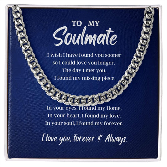 To My Soulmate Cuban Link Chain Necklace V1