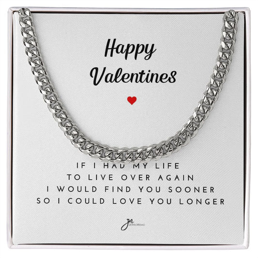 Happy Valentines Cuban Link Chain Necklace - White Card