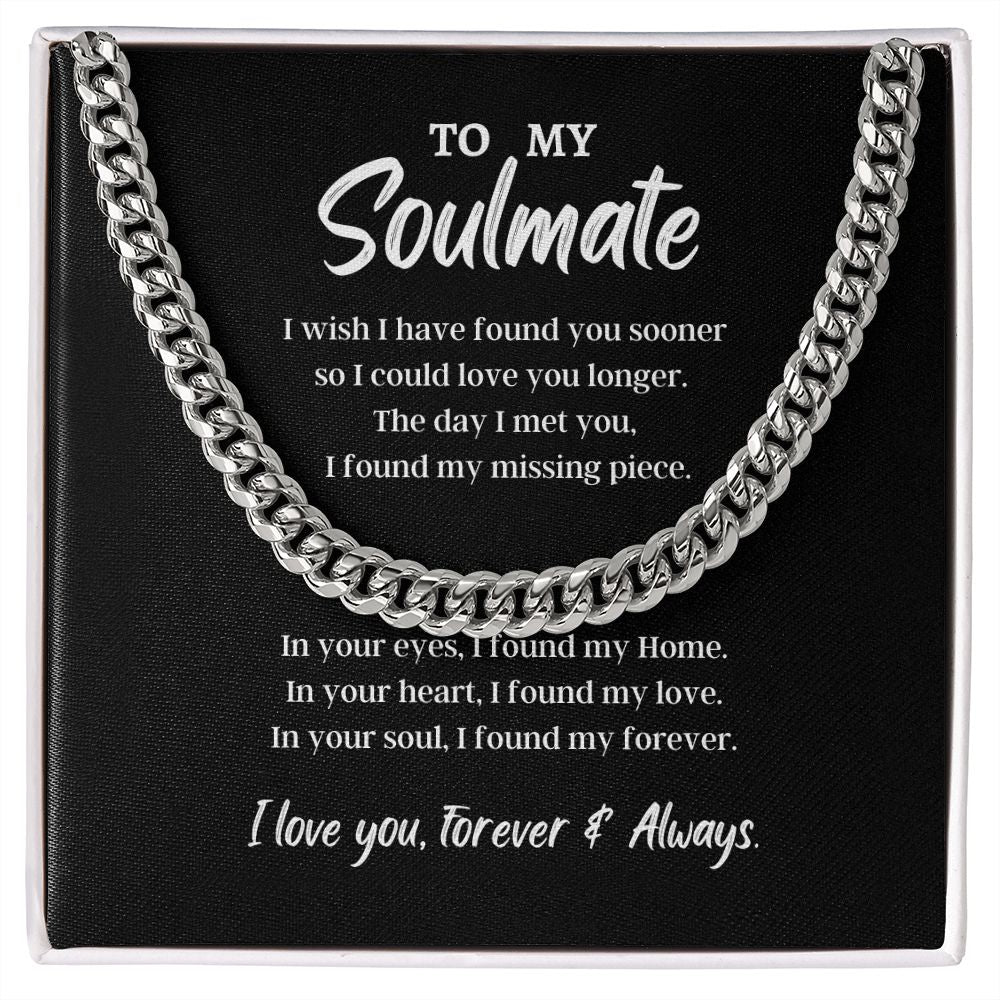 To My Soulmate Cuban Link Chain Necklace V2