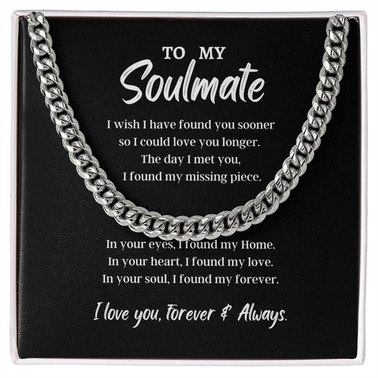 To My Soulmate Cuban Link Chain Necklace V2