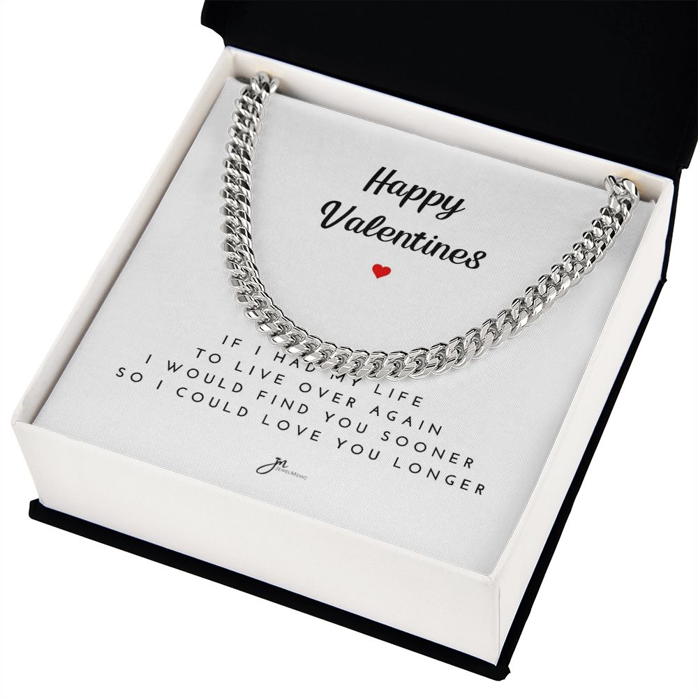 Happy Valentines Cuban Link Chain Necklace - White Card