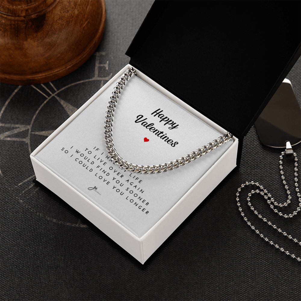 Happy Valentines Cuban Link Chain Necklace - White Card