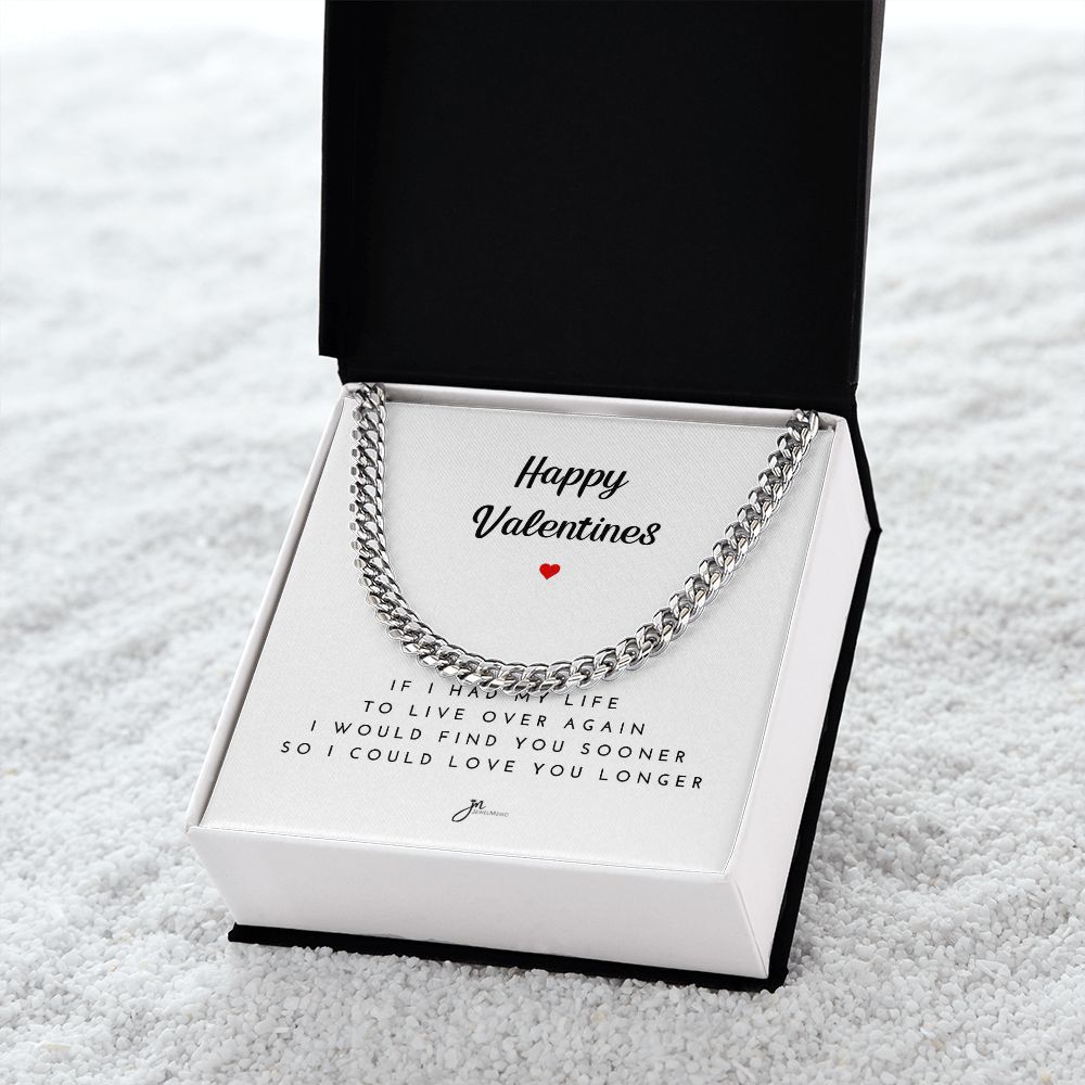 Happy Valentines Cuban Link Chain Necklace - White Card