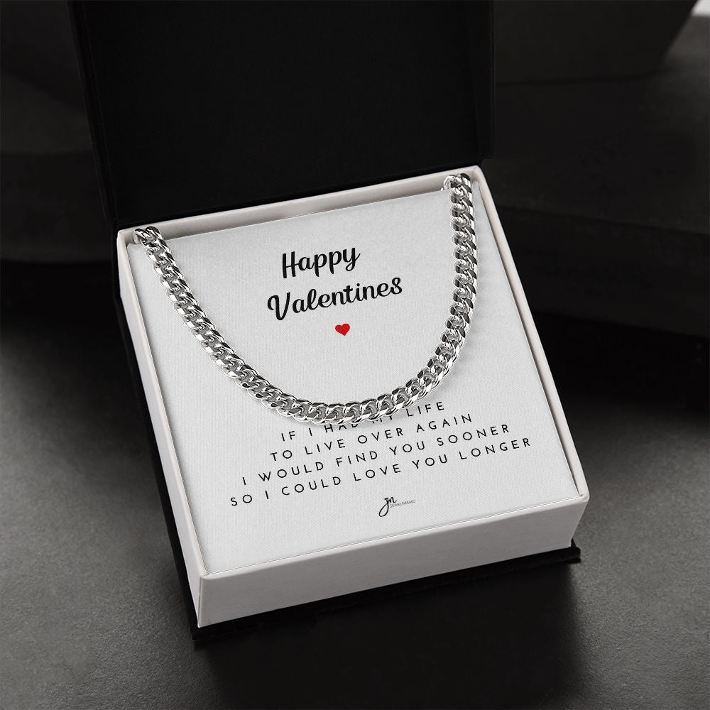 Happy Valentines Cuban Link Chain Necklace - White Card