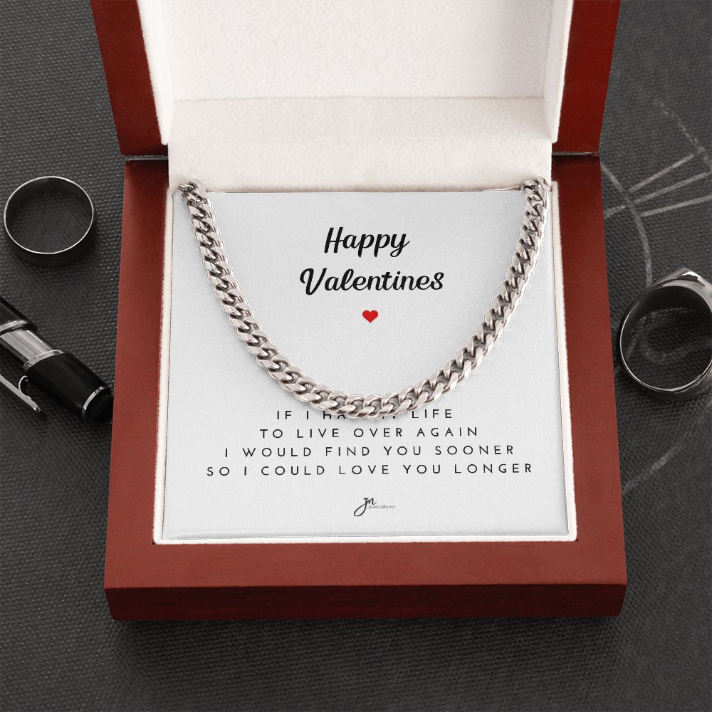 Happy Valentines Cuban Link Chain Necklace - White Card
