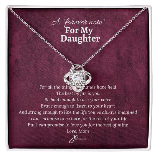 For My Daughther, Love Mom Love Knot Necklace