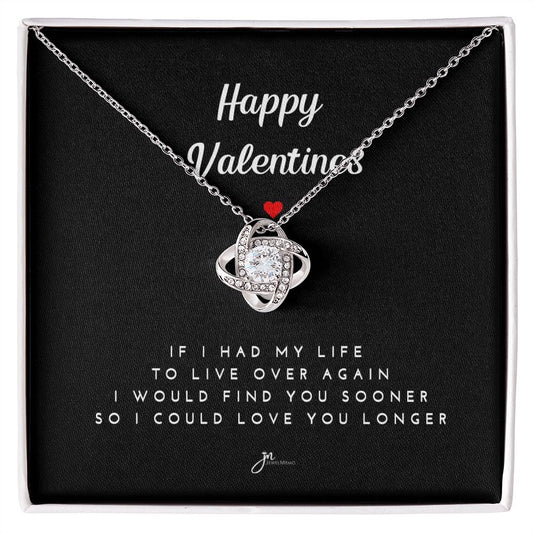 Happy Valentines Love Knot Necklace - Black Card