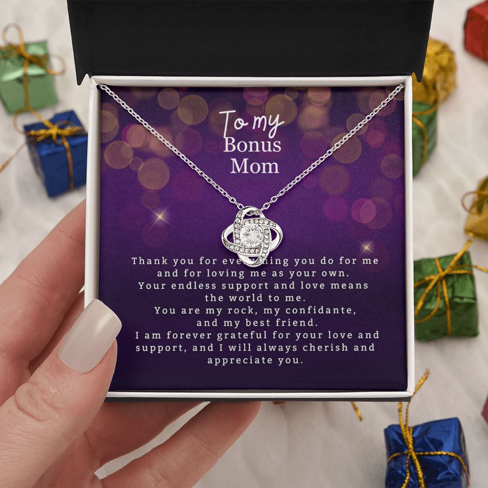 To My Bonus Mom Love Knot Necklace