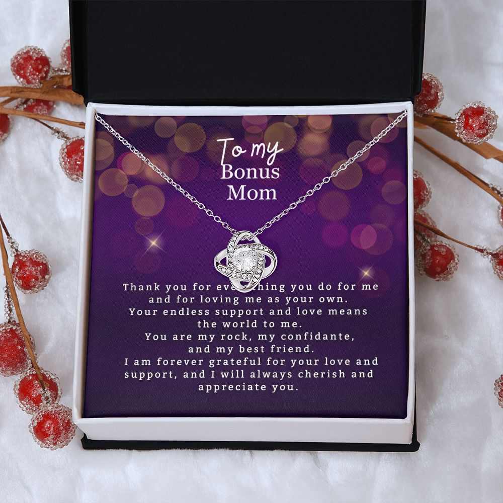 To My Bonus Mom Love Knot Necklace