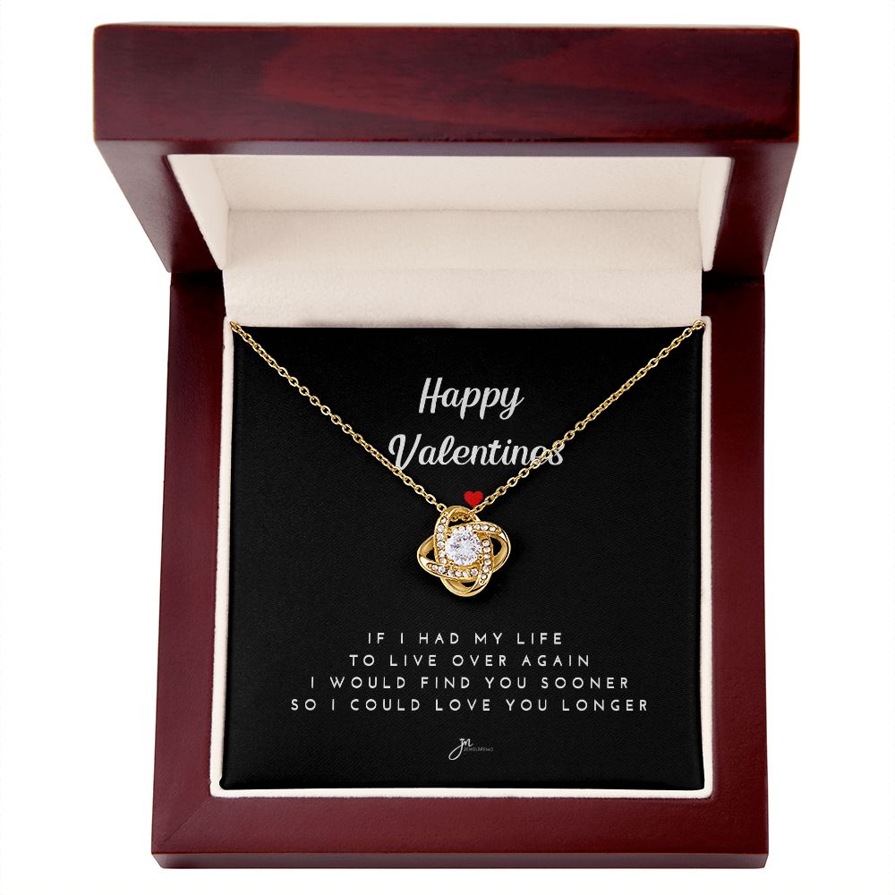 Happy Valentines Love Knot Necklace - Black Card