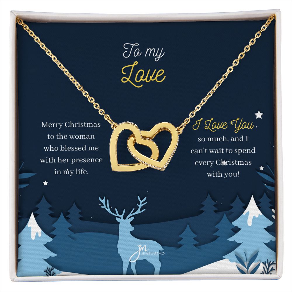 To My Love Interlocking Hearts Christmas Necklace