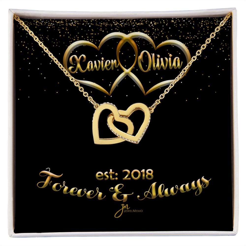 Personalized Forever & Always Interlocking Hearts Necklace