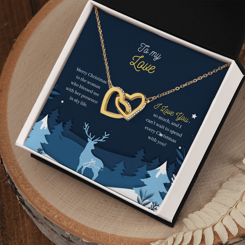 To My Love Interlocking Hearts Christmas Necklace