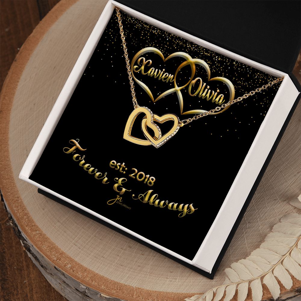Personalized Forever & Always Interlocking Hearts Necklace