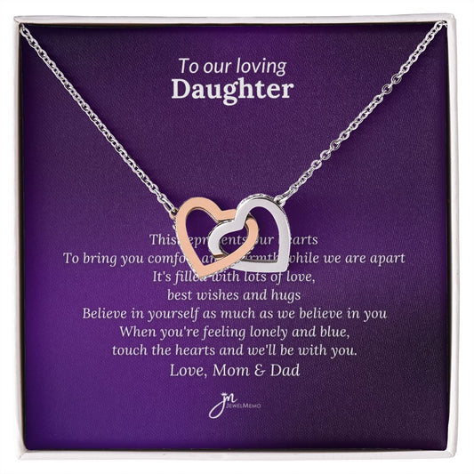 To Our Loving Daughter Interlocking Hearts Necklace