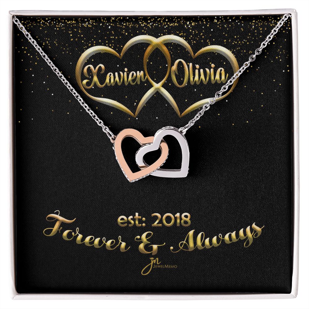 Personalized Forever & Always Interlocking Hearts Necklace