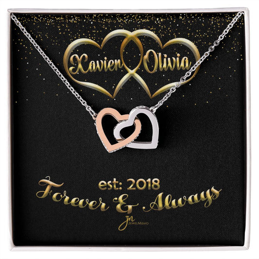 Personalized Forever & Always Interlocking Hearts Necklace