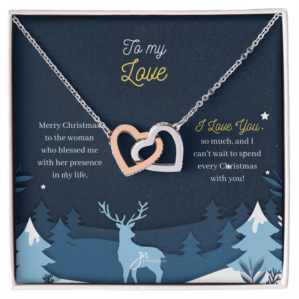 To My Love Interlocking Hearts Christmas Necklace