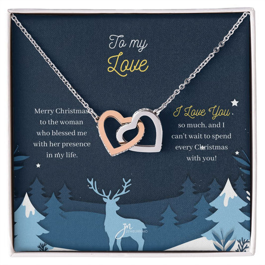To My Love Interlocking Hearts Christmas Necklace