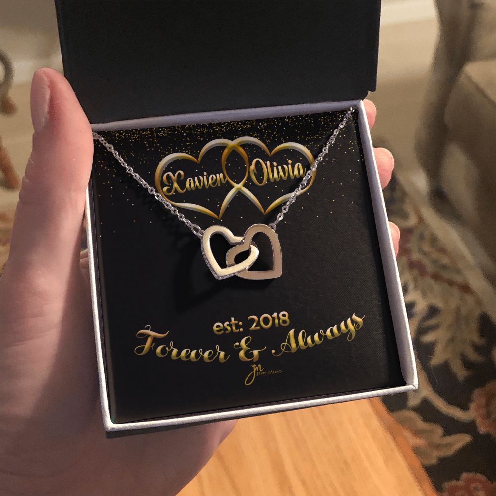 Personalized Forever & Always Interlocking Hearts Necklace