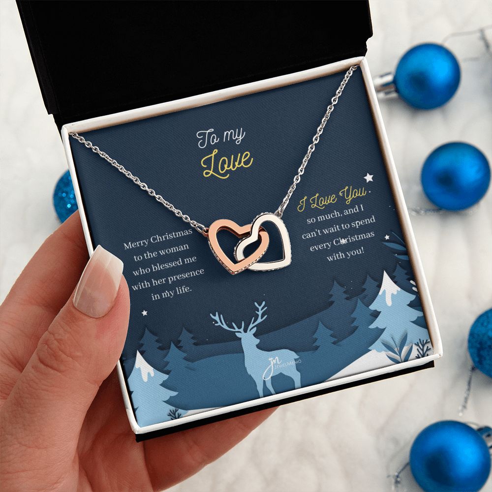 To My Love Interlocking Hearts Christmas Necklace