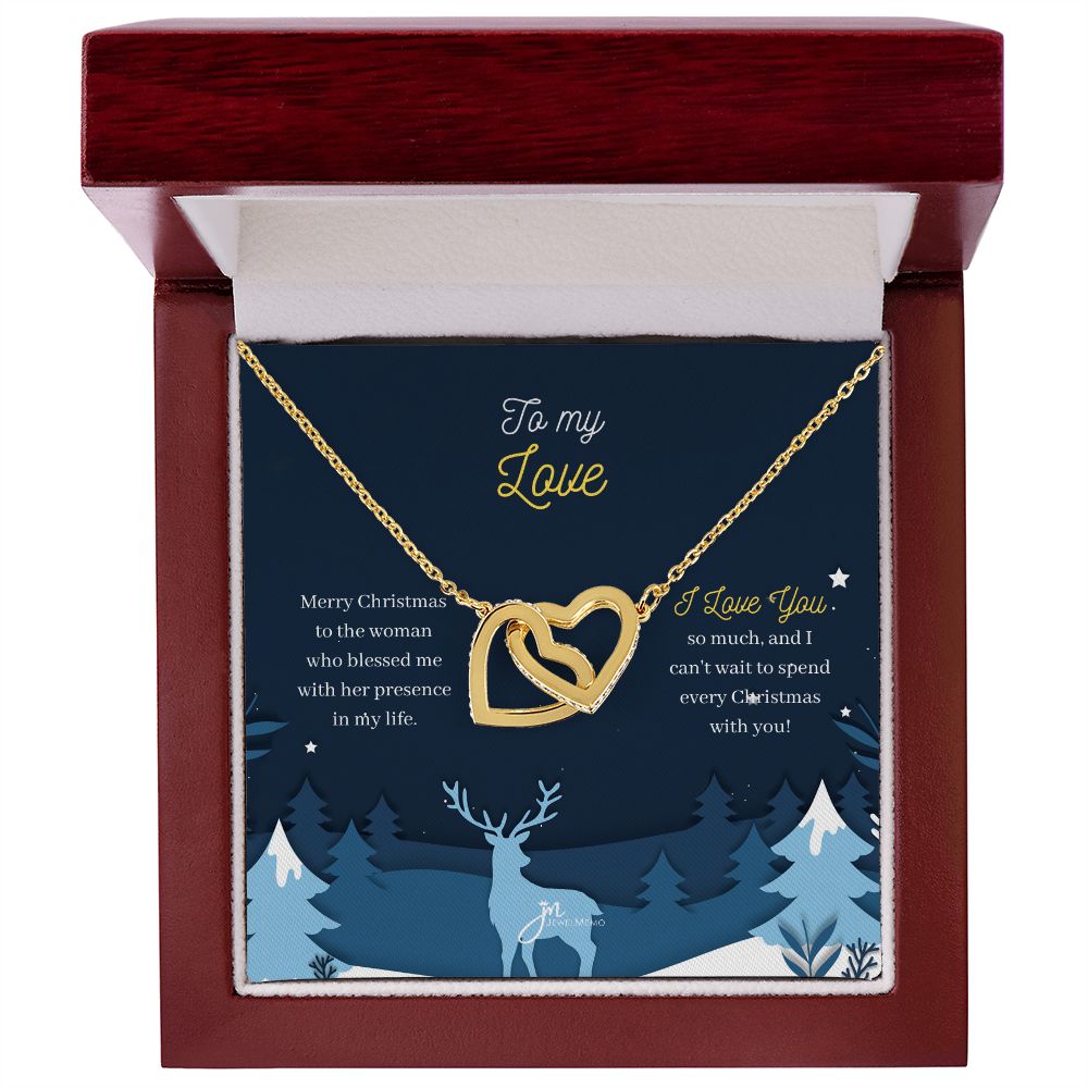 To My Love Interlocking Hearts Christmas Necklace
