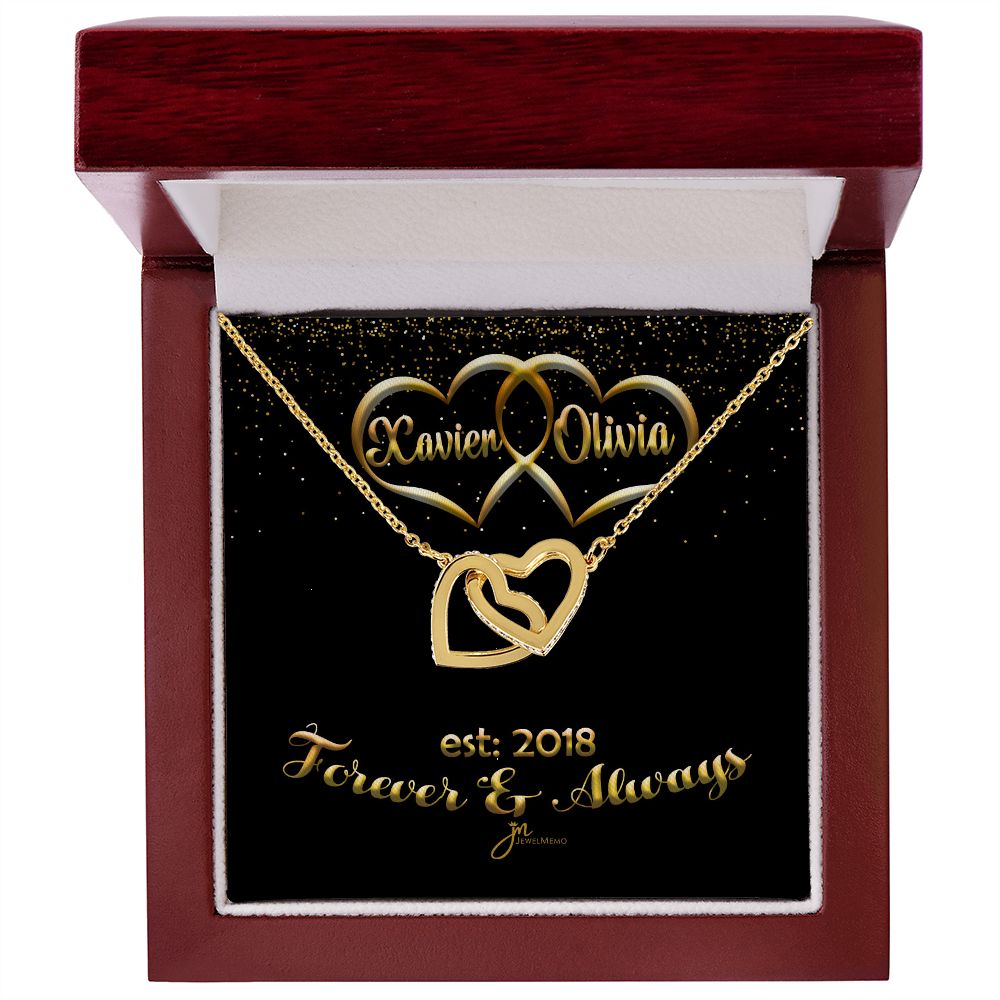 Personalized Forever & Always Interlocking Hearts Necklace