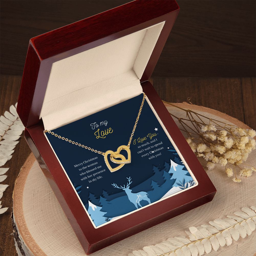 To My Love Interlocking Hearts Christmas Necklace