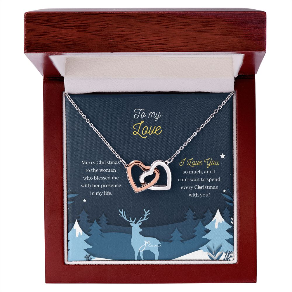 To My Love Interlocking Hearts Christmas Necklace