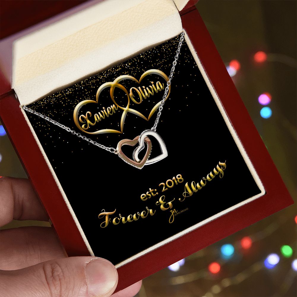 Personalized Forever & Always Interlocking Hearts Necklace