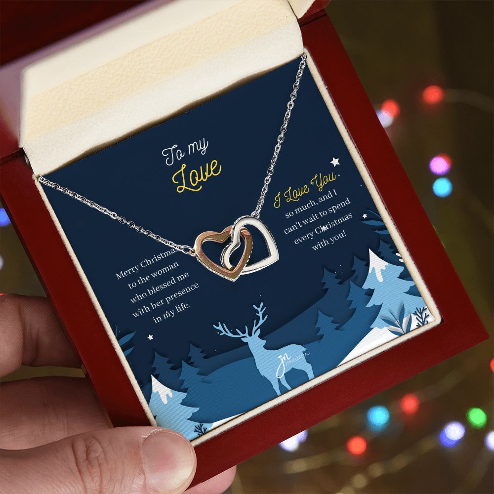 To My Love Interlocking Hearts Christmas Necklace