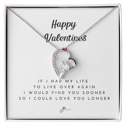 Happy Valentines Love Knot Necklace - White Card