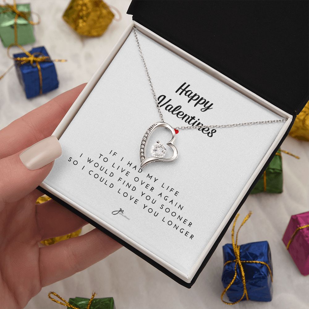 Happy Valentines Love Knot Necklace - White Card