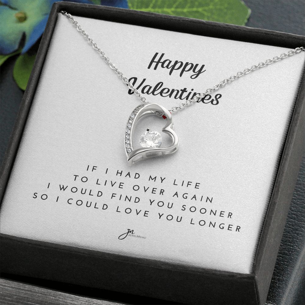 Happy Valentines Love Knot Necklace - White Card